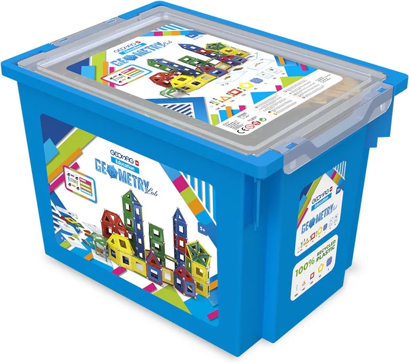 Education Geometry Lab Recycled Medium - STEM Magnetische Bouwset - 778-delig - Vanaf 5 jaar by Geomag in Blauw – product photo
