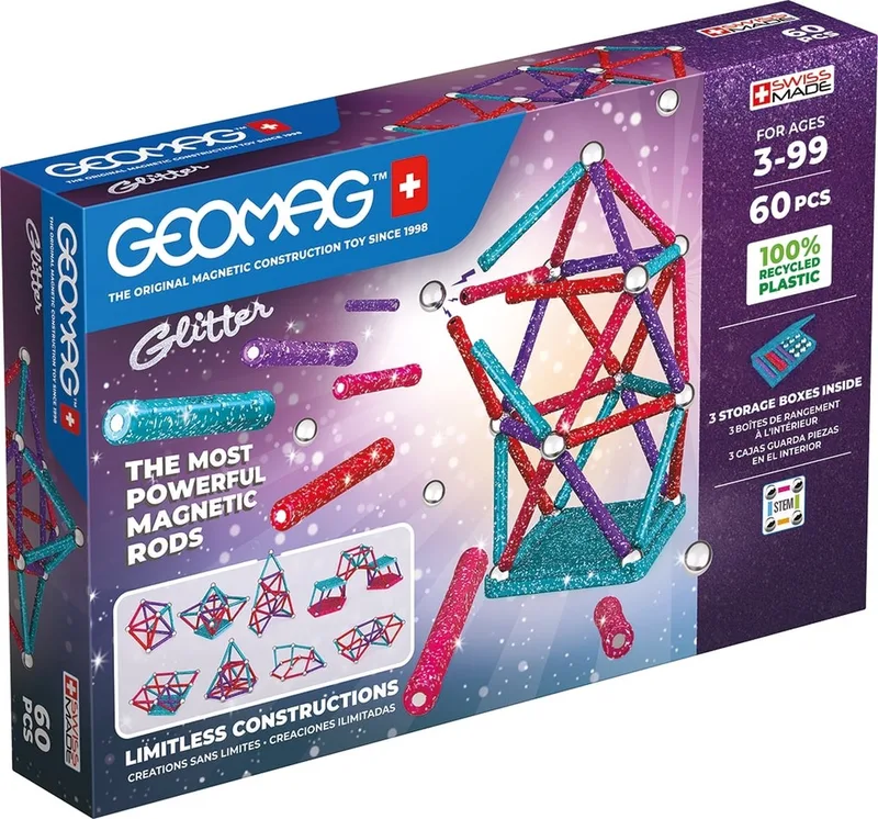 Glitter Set Recycled - 60-delig fra Geomag i Multikleur – produktbillede