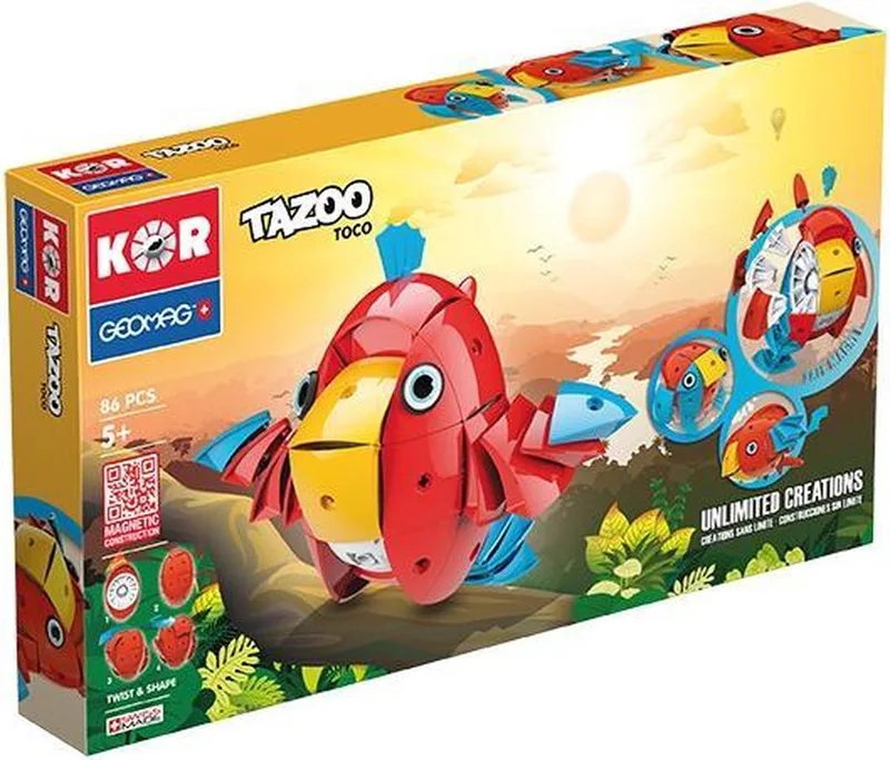 Kor Tazoo Toco 86-delig de Geomag en Rood – photo du produit