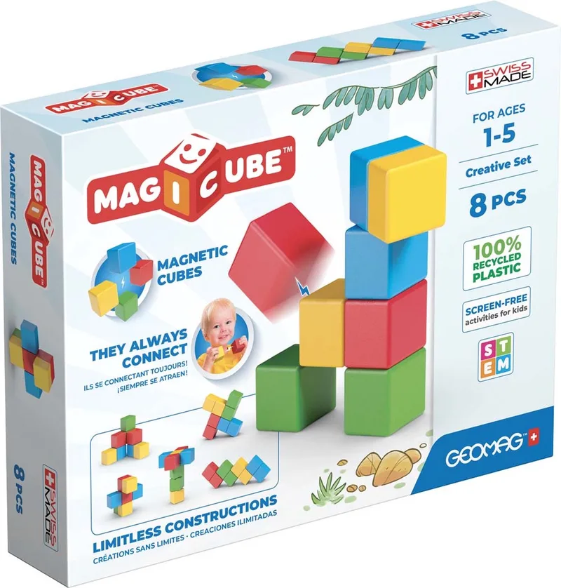 MagiCube Creatief Recycled - Magnetische Bouwblokken - 8-delig - Vanaf 1 jaar by Geomag in Multikleur – product photo