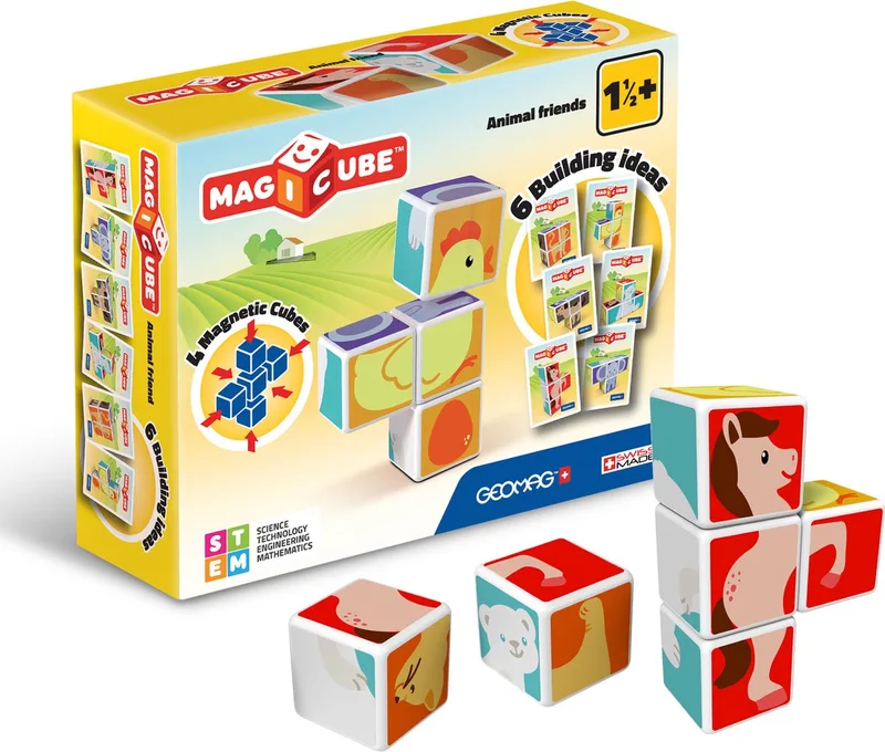 MagiCube Dierenvrienden - Magnetische Bouwblokken - 4-delig - Vanaf 2 jaar by Geomag in Multikleur – product photo