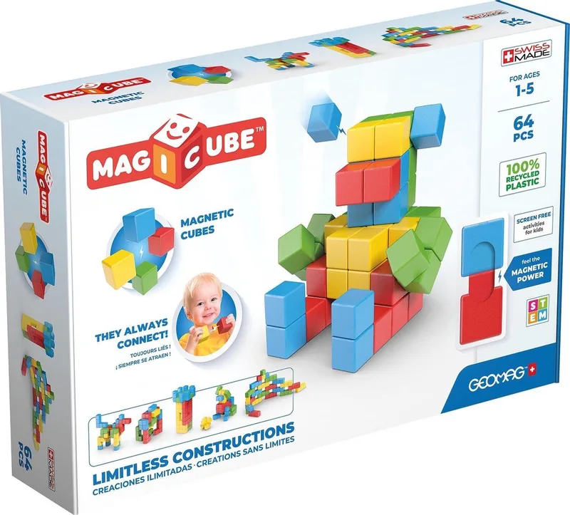 Magicube Full Color Recycled Try Me 64 (1069) fra Geomag i Rood – produktbillede