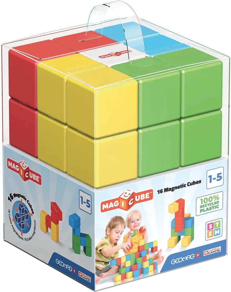 MagiCube Green Line - Magnetische Bouwblokken Gerecycled - 16-delig - Vanaf 1 jaar de Geomag en Multikleur – photo du produit
