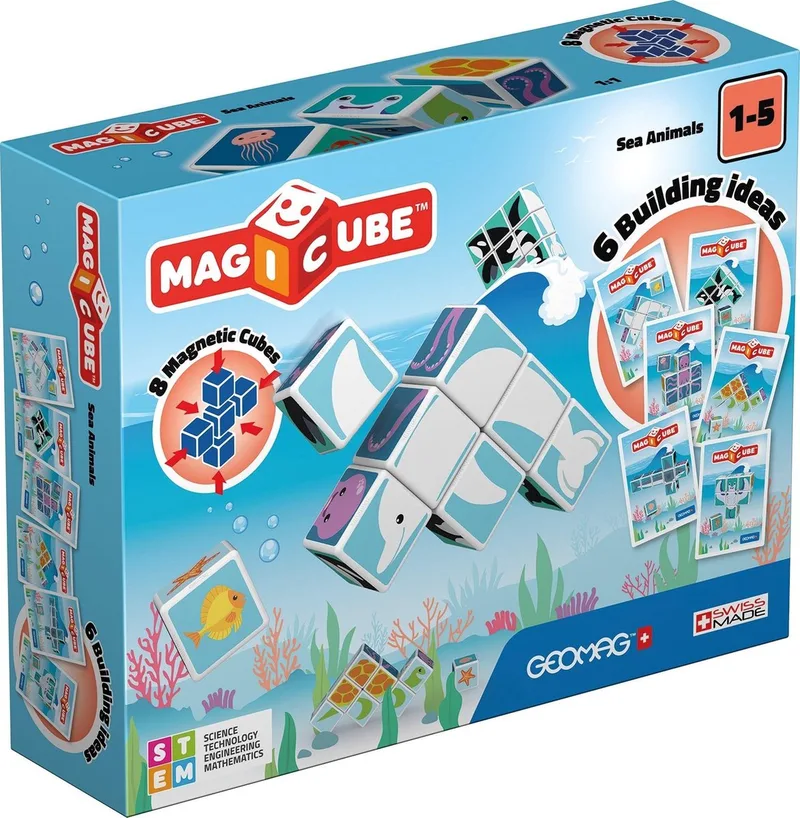 MagiCube Jungle Animals Junior - Magnetische Bouwblokken - 14-delig - Vanaf 1 jaar de Geomag en Multikleur – photo du produit