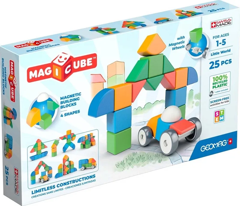 MagiCube Kleine Wereld - Magnetische Bouwblokken Gerecycled - 25-delig - Vanaf 1 jaar fra Geomag i Multikleur – produktbillede