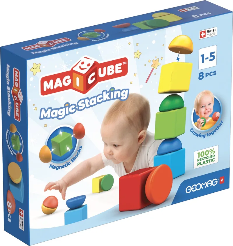 MagiCube Recycled - Magnetische Bouwblokken - 8-delig - Vanaf 1 jaar by Geomag in Multikleur – product photo