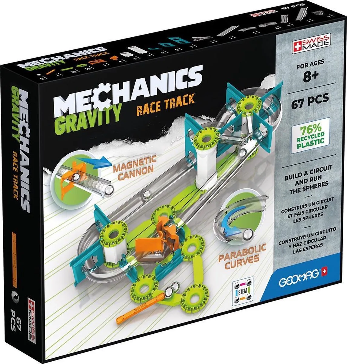 Mechanics Gravity Recycled Race Track - Magnetisch Constructiespeelgoed - 67-delig - Vanaf 7 jaar van Geomag in Meerkleurig – productfoto