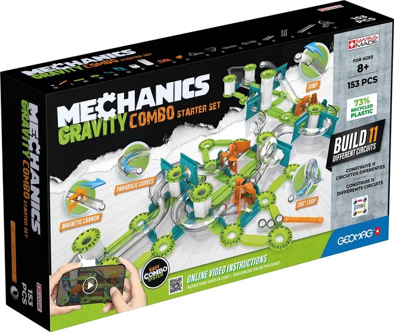 Mechanics Recycled Combo Startset - Bewegend Magnetisch Constructiespeelgoed - 153-delig - Vanaf 8 jaar fra Geomag i Multikleur – produktbillede