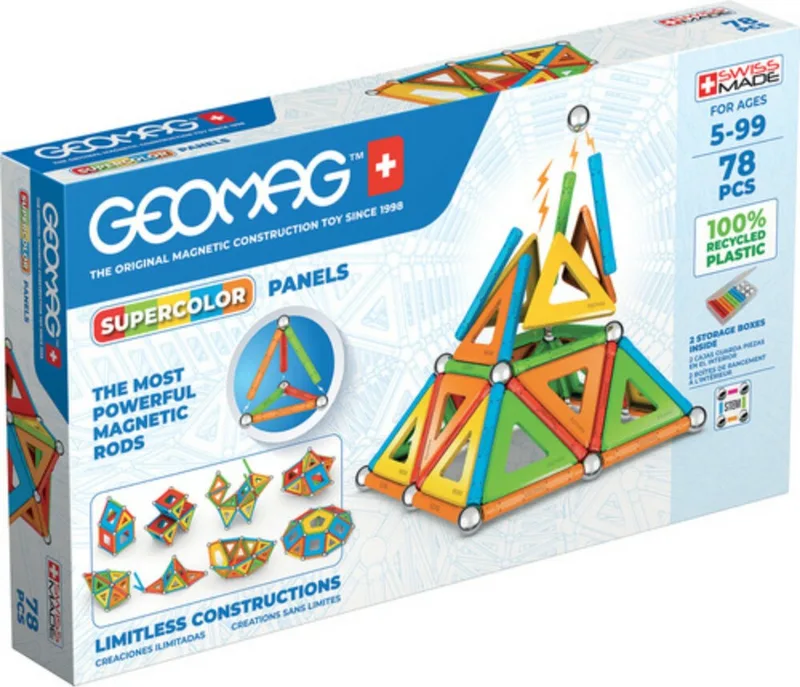 Super Color Recycled - Magnetisch Constructiespeelgoed met Panelen - 78-delig - Vanaf 5 jaar by Geomag in Multikleur – product photo
