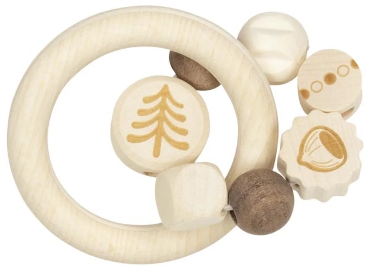 Baby Bijtring: BOS diam.9cm, hout , in vensterdoos fra Goki i Natuurlijk – produktbillede