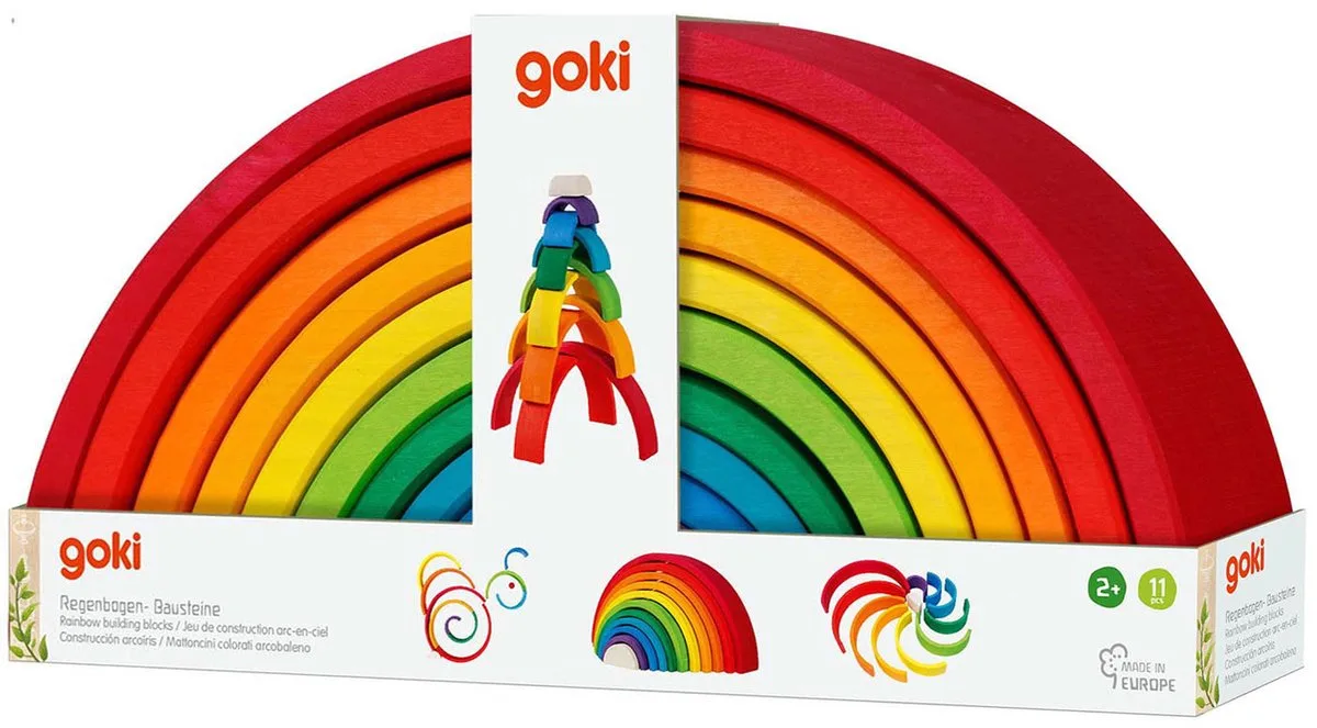 Bouwblokken - 11 Delen - Hout - 2 Jaar från Goki i Regenboog – produktbild