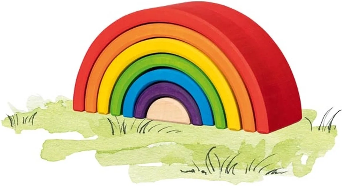Bouwblokken - Kleine Regenboog - 7 Delen - Hout - 2 Jaar de Goki en Multicolore – photo du produit