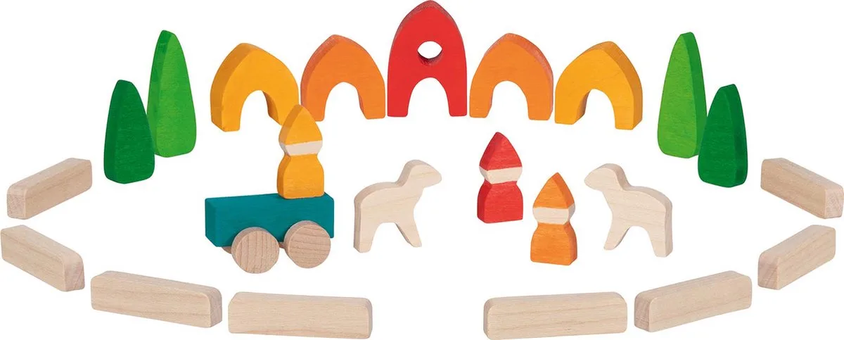 Bouwblokken - Mijn Klein Dorp - 25 Delen - Creatief Spelen - 3 Jaar van Goki in Meerkleurig – productfoto