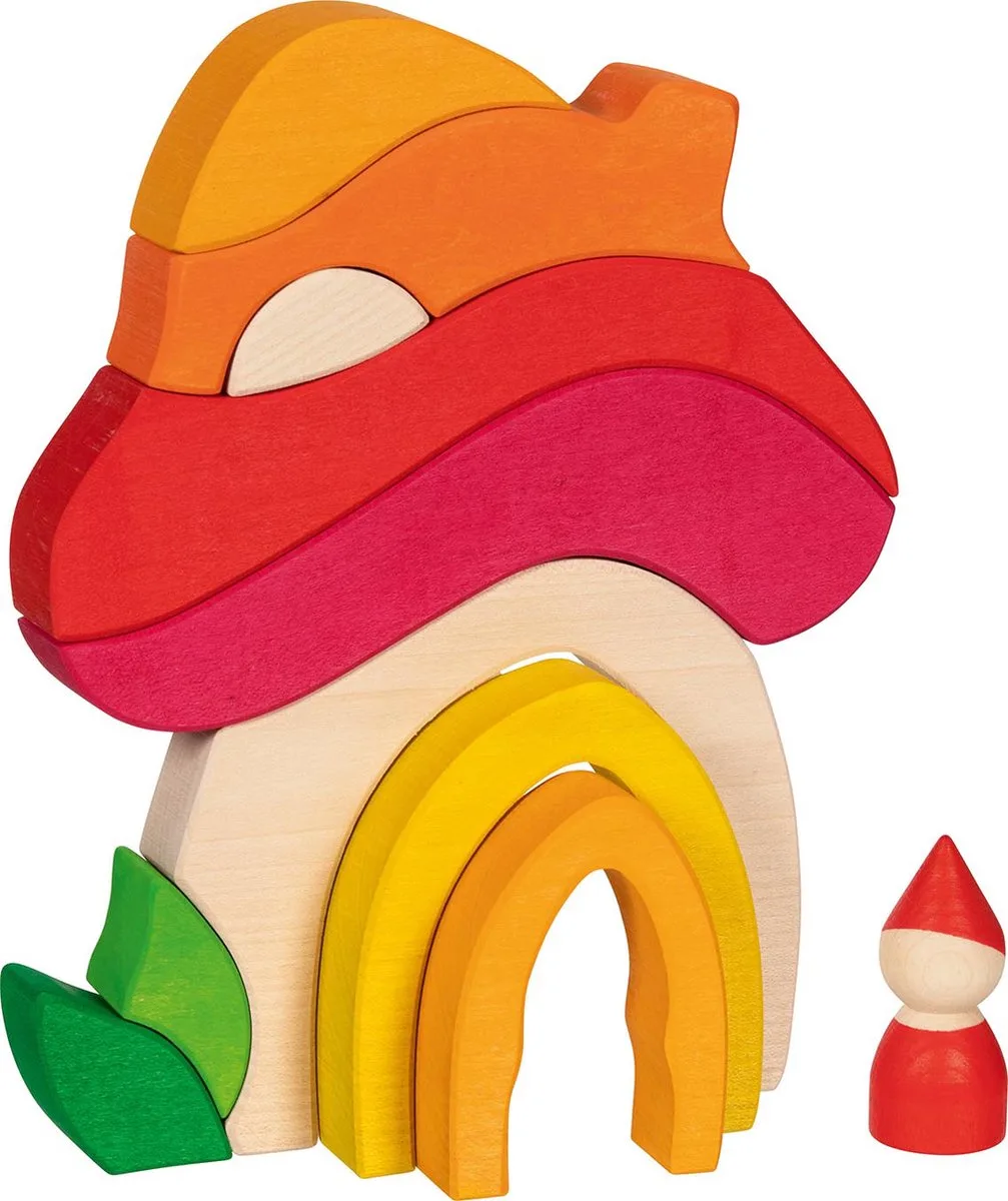 Bouwblokken - Paddestoelenhuisje - 11 Delen - Hout - 3 Jaar från Goki i Flerfärgad – produktbild
