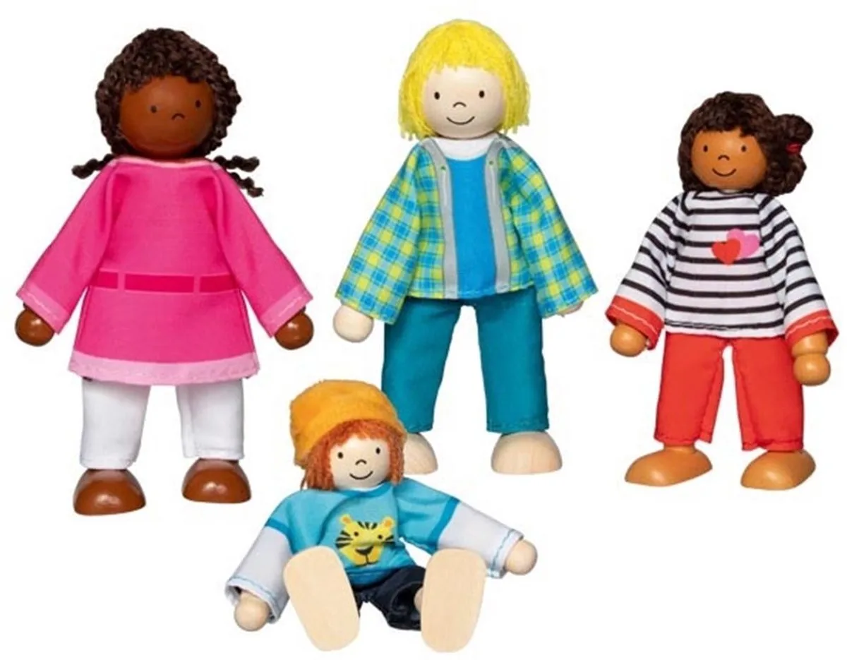Buigpopjes - Interculturele Familie - 4 Stuks - 3 Jaar van Goki in Meerkleurig – productfoto