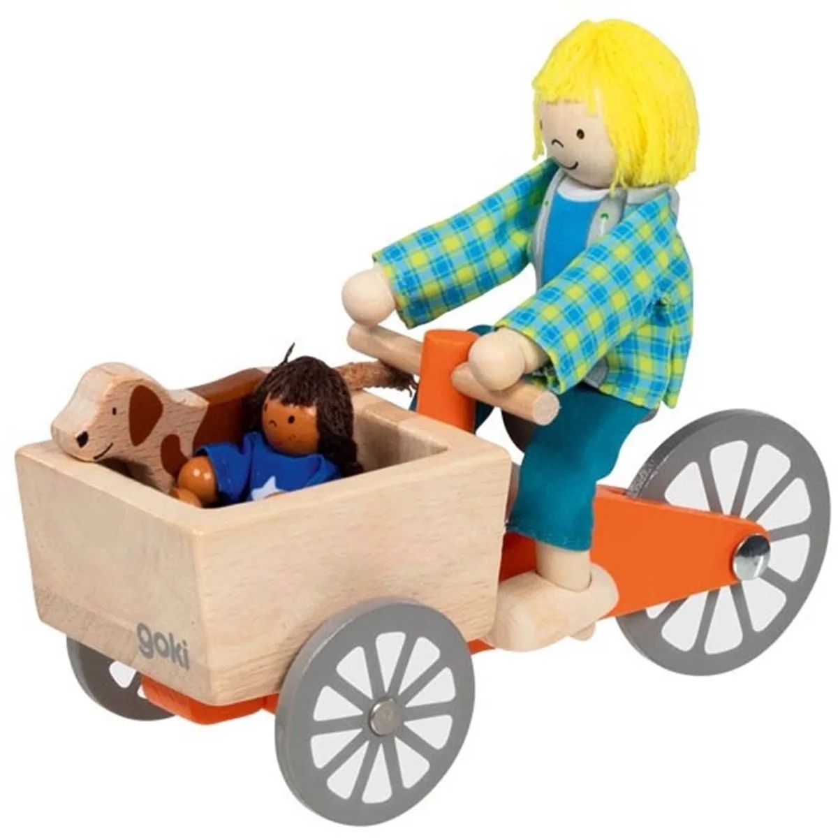 Buigpopjes - Transportfiets Met 2 Popjes - En Hond - 3 Jaar by Goki in Multicolour – product photo