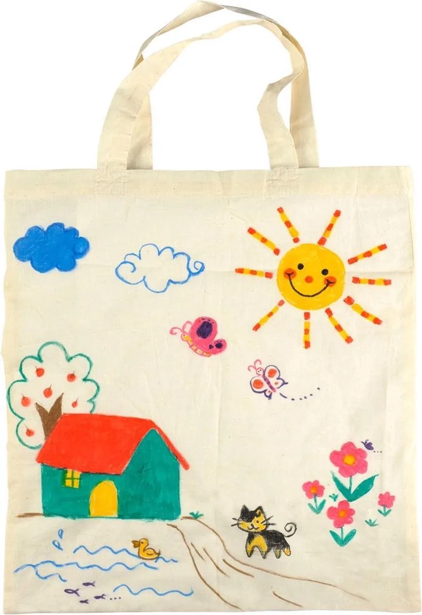 Draagtas - 38X42Cm - Om Zelf In Te Kleuren - Katoen - 3 Jaar van Goki in Meerkleurig – productfoto