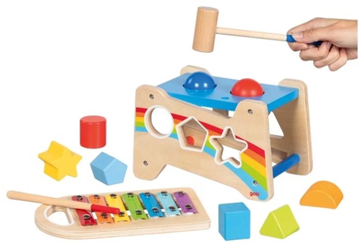 Hammer bench with xylophone från Goki i Flerfärgad – produktbild