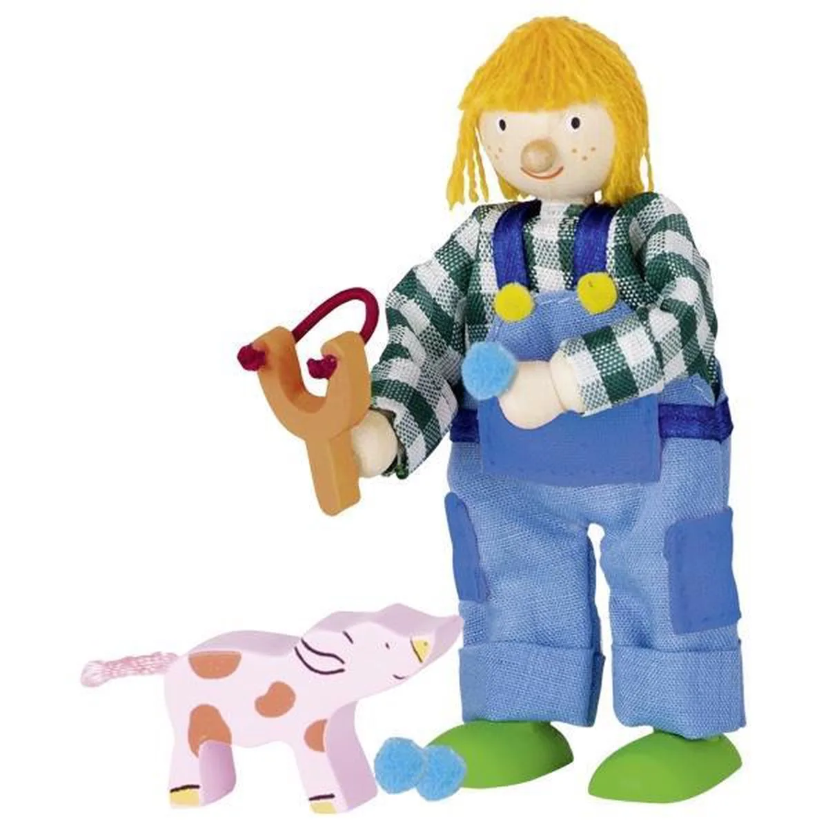 Houten buigpopje boerenjongen 9,5cm von Goki in Licht Blauw – Produktfoto