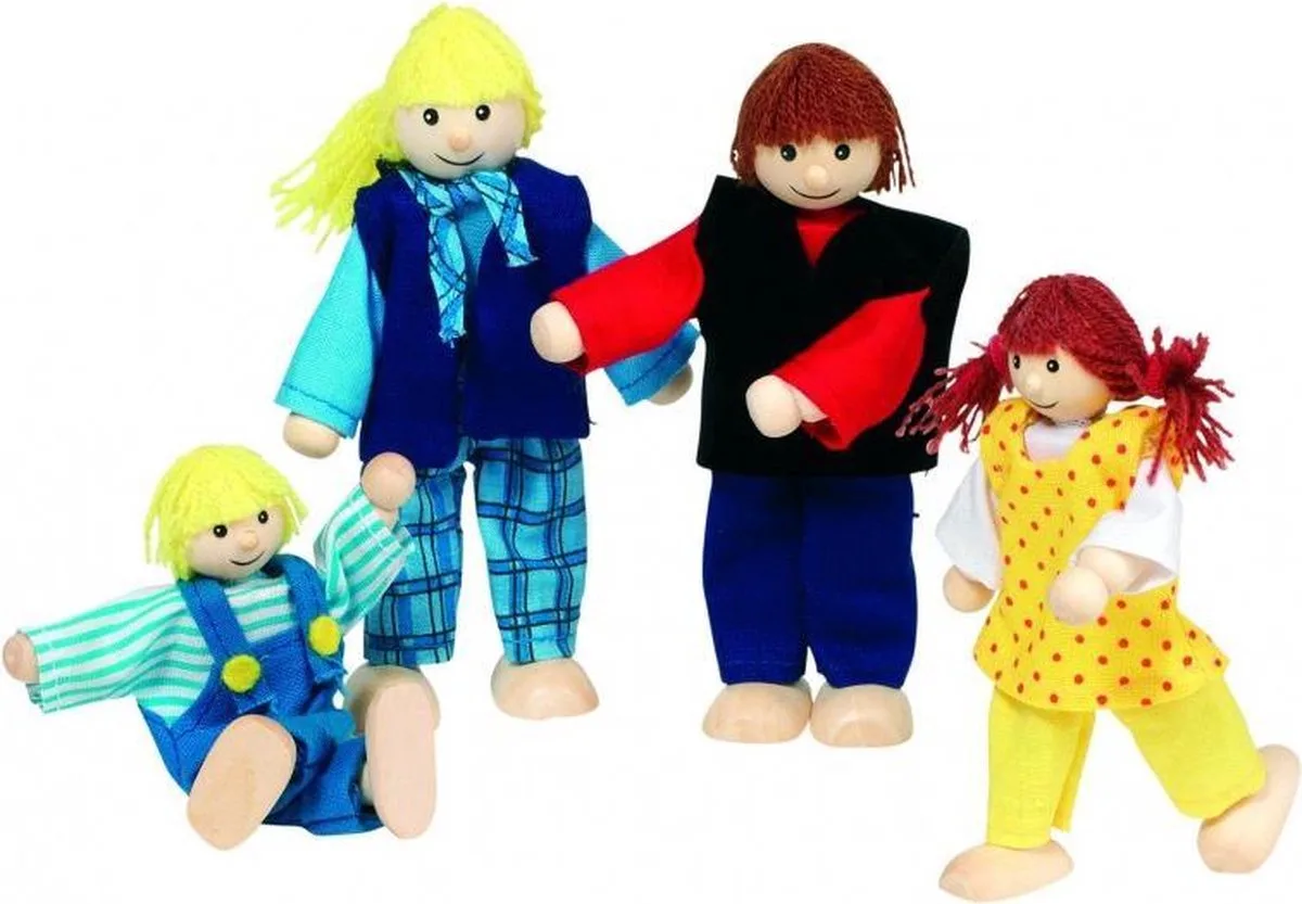 Houten buigpopjes set jong gezin 10-12cm fra Goki i Flerfarvet – produktbillede