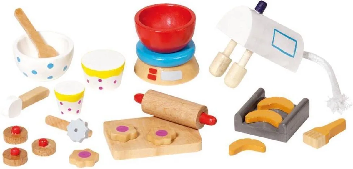 Houten poppenhuis - Bak accessoires - 22-delig by Goki in Multicolour – product photo
