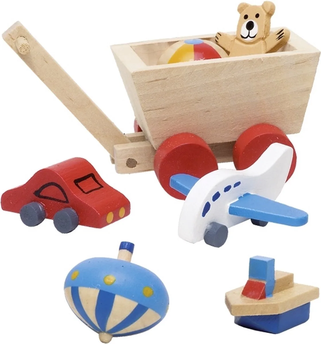 Houten poppenhuis kinderkamer accessoires 7-delig van Goki in Meerkleurig – productfoto