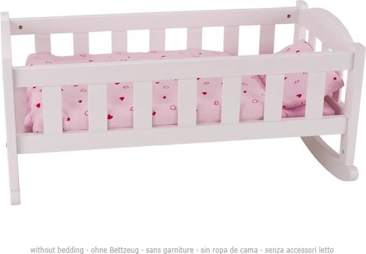 Houten Poppenwieg - 58x36c27,5 cm van Goki in Wit – productfoto