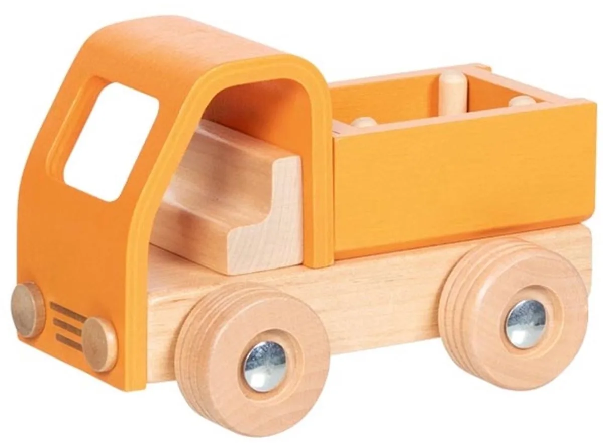houten speelgoed vrachtwagen flatbed - duurzaam houten voertuig. von Goki in Mehrfarbig – Produktfoto