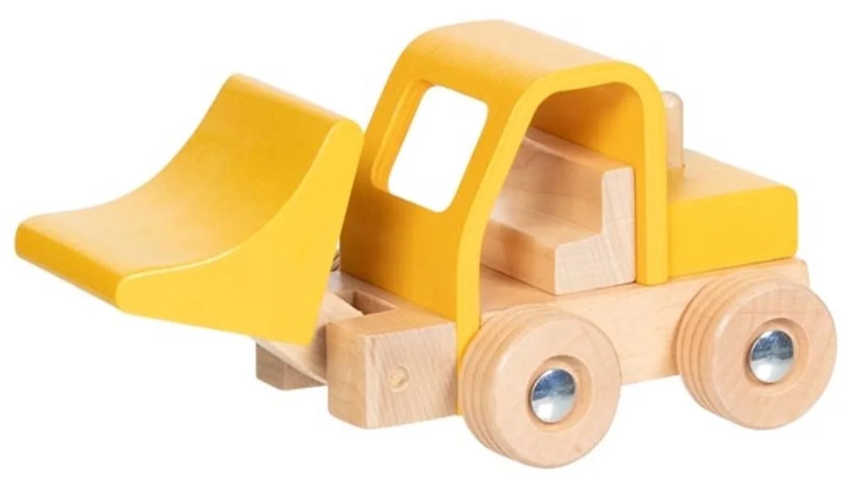 houten speelgoed wheel loader voor kinderen - duurzaam en veilig. fra Goki i Flerfarvet – produktbillede