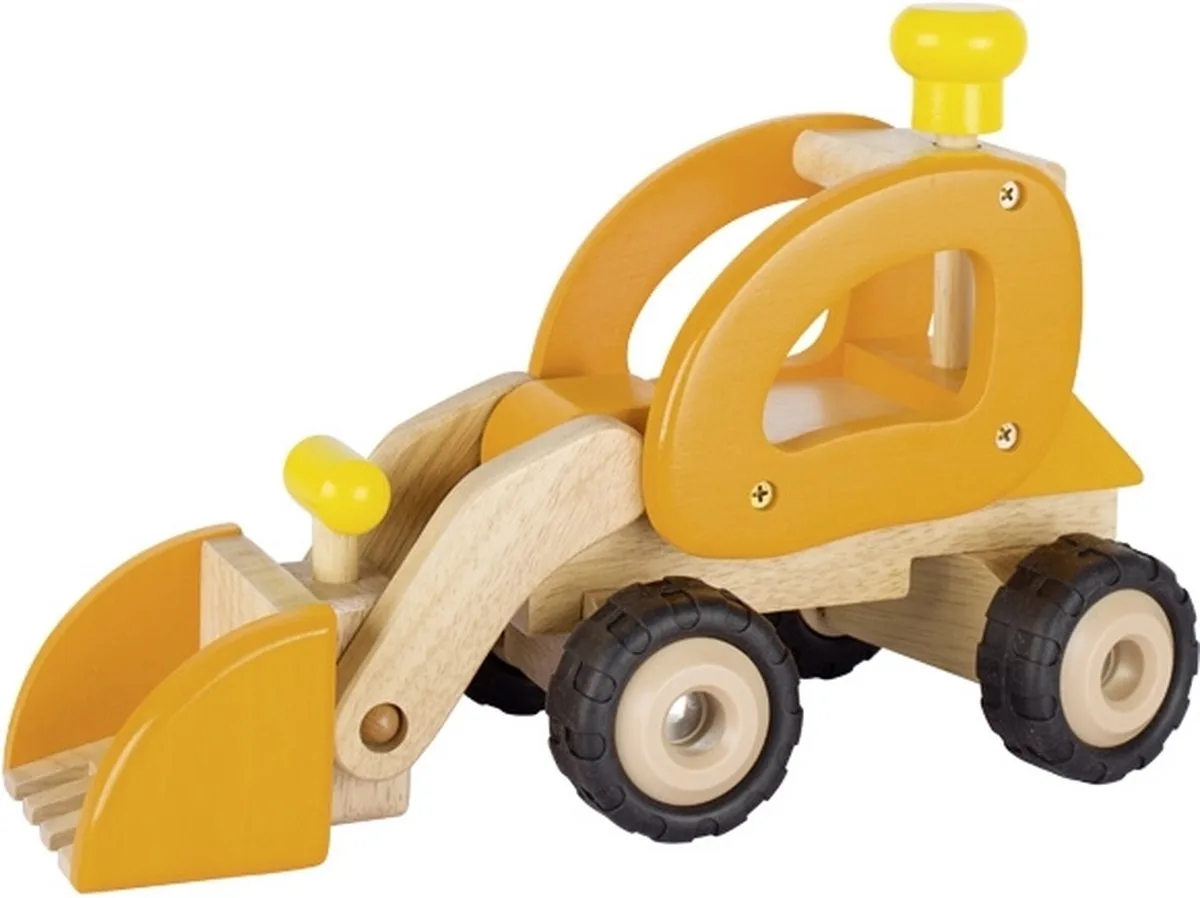 Houten voertuig - Bulldozer - 28X12,5X19Cm - Met Rubberen Banden - 3 Jaar de Goki en Rouge – photo du produit