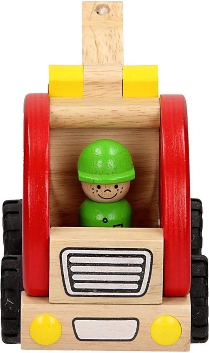 Houten voertuig - Sleepwagen - 18,5X8,5X10Cm - Met Rubberen Banden - 2 Jaar de Goki en Vert – photo du produit