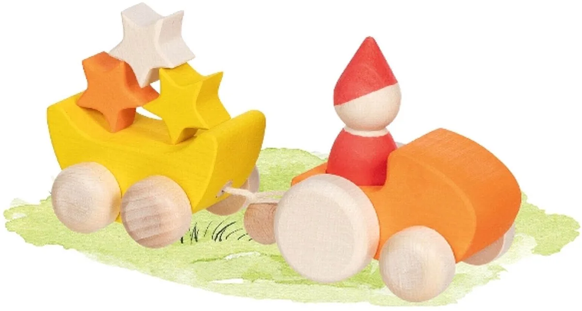 Houten voertuig - Sterrenverzamelaar - 21,5X7,5X9,5Cm - 6 Delen - 2 Jaar von Goki in Mehrfarbig – Produktfoto