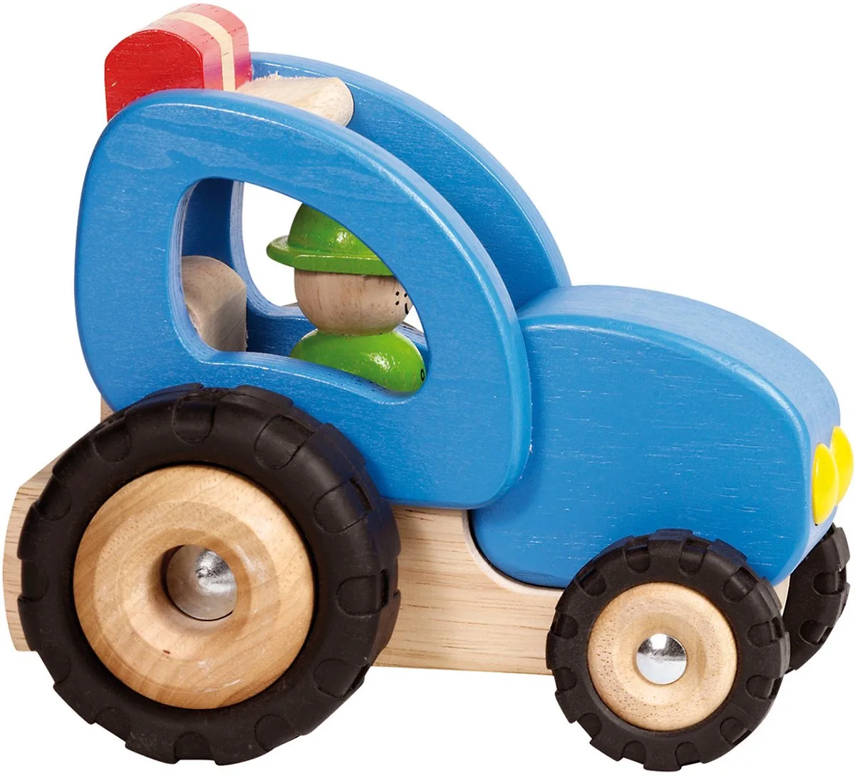 Houten voertuig - Tractor - 14,4X13X12,1Cm - Met Rubberen Banden - 2 Jaar von Goki in Blau – Produktfoto