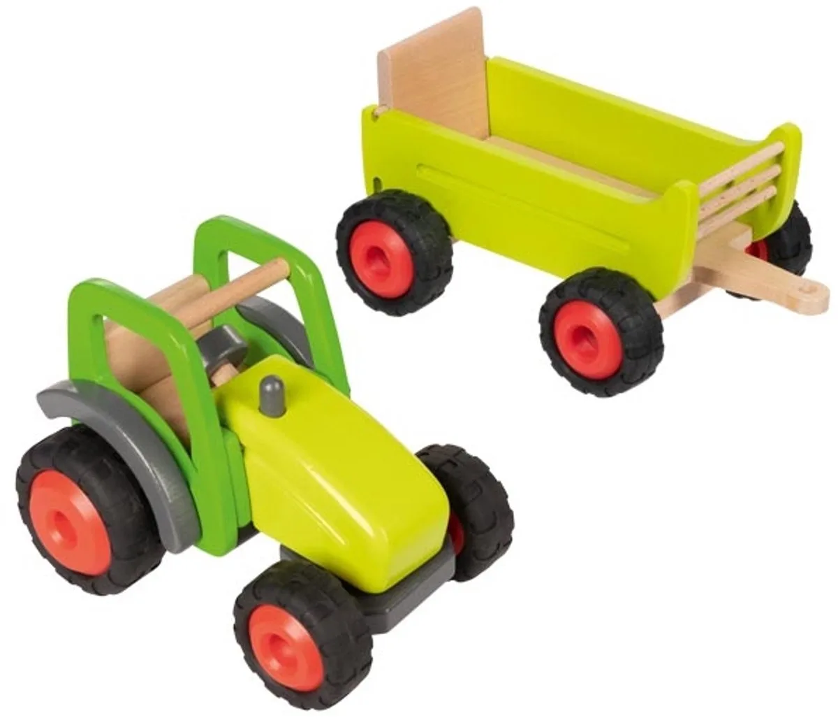 Houten voertuig - Tractor Met Aanhangwagen - Met 2 Delen - Rubberen Banden - 3 Jaar von Goki in Mehrfarbig – Produktfoto