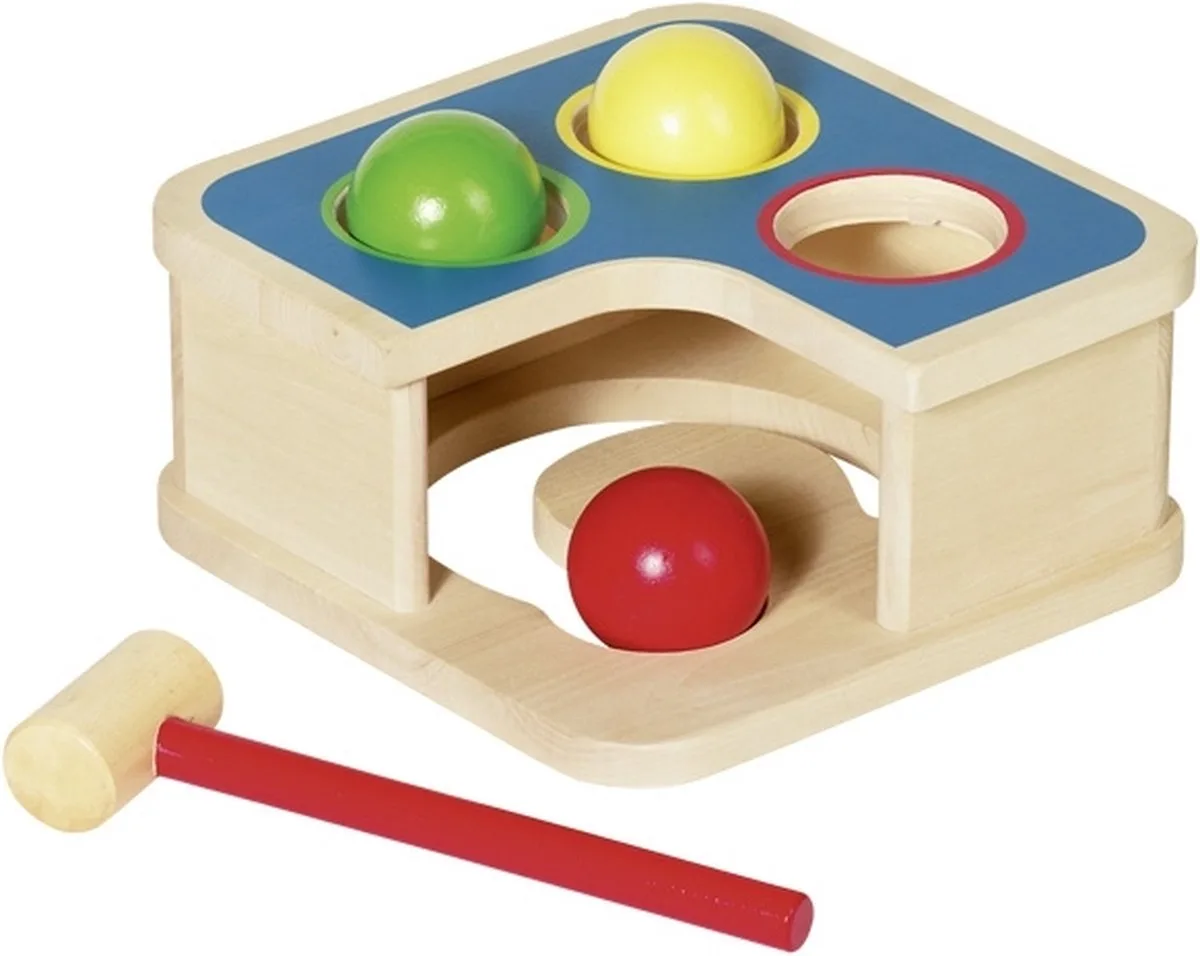 KLOPBANK en KNIKKERBAAN 18x18x8cm, hout från Goki i Flerfärgad – produktbild
