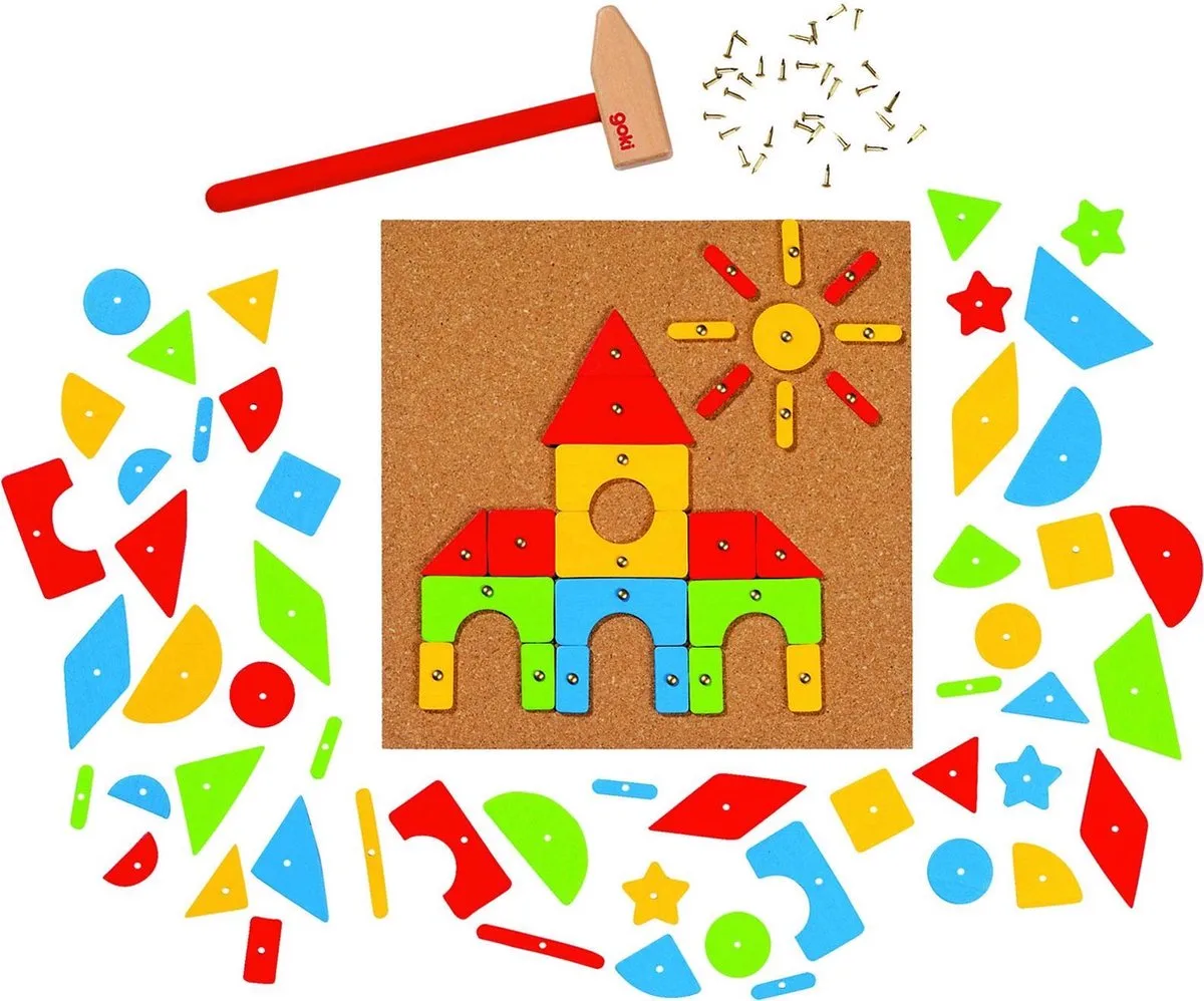 Klopspel - Hamer- En Nagelspel - 20X20X1Cm - 118 Delen - 3 Jaar de Goki en Multicolore – photo du produit