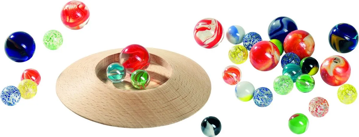 Knikkerspel - Knikkerbord - Hout Met 31 Knikkers - In Katoenen Zakje - 3 Jaar van Goki in Meerkleurig – productfoto