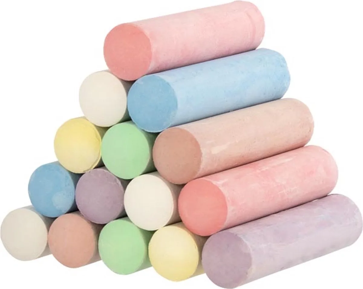 Krijt: STOEPKRIJT L11xdiam.2,5cm, gemengde kleuren, 15-delig, 3+ van Goki in Roze – productfoto