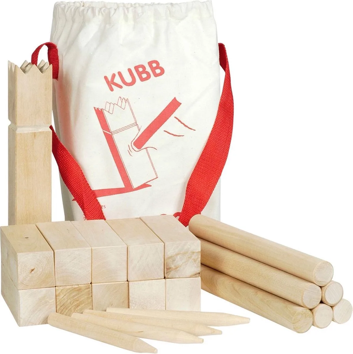 KUBB - Vikingschaakspel - Beukenhout - In Katoenen Zakje - 5 Jaar von Goki in Mehrfarbig – Produktfoto