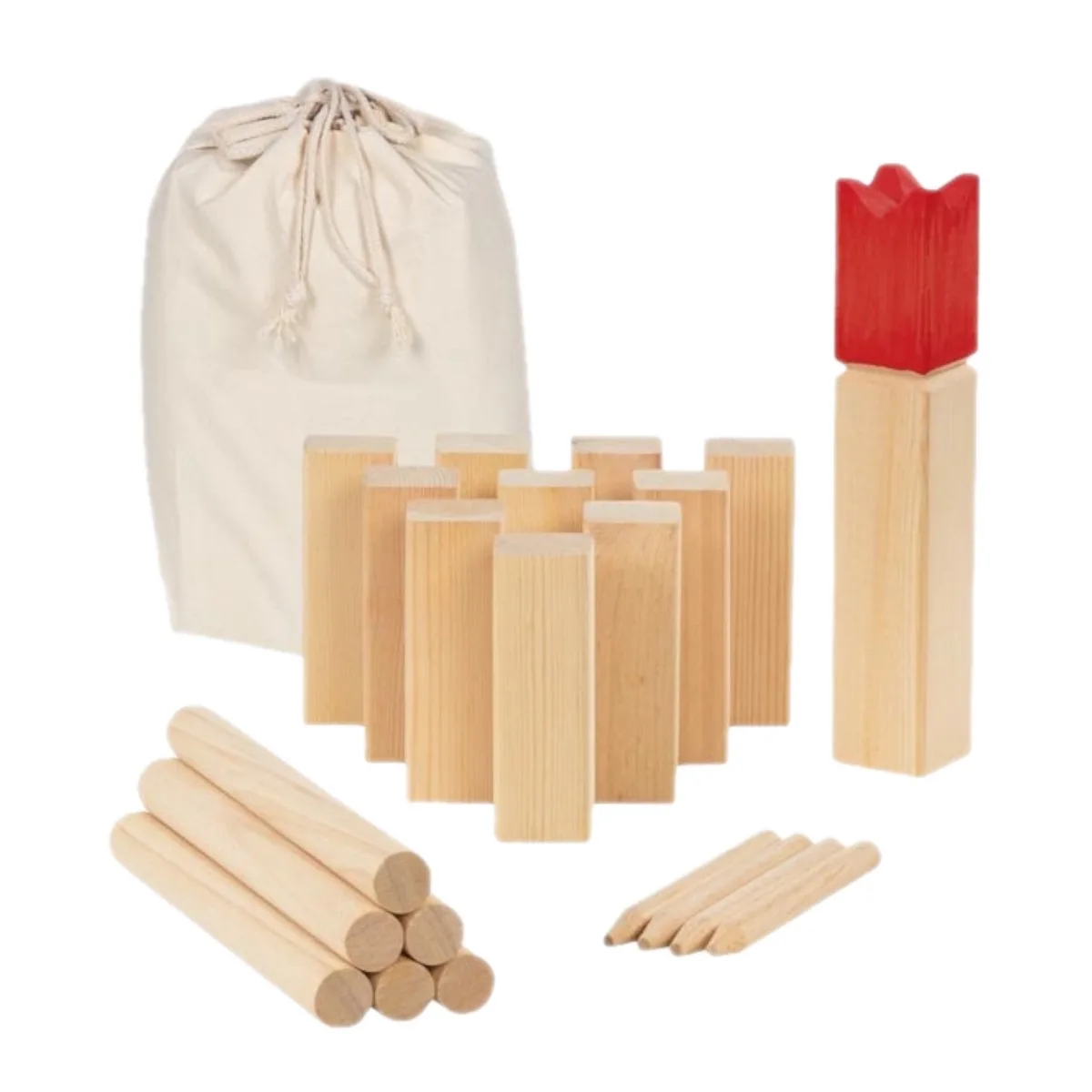 KUBB - Vikingschaakspel - In Katoenen Zakje - 5 Jaar de Goki en Multicolore – photo du produit