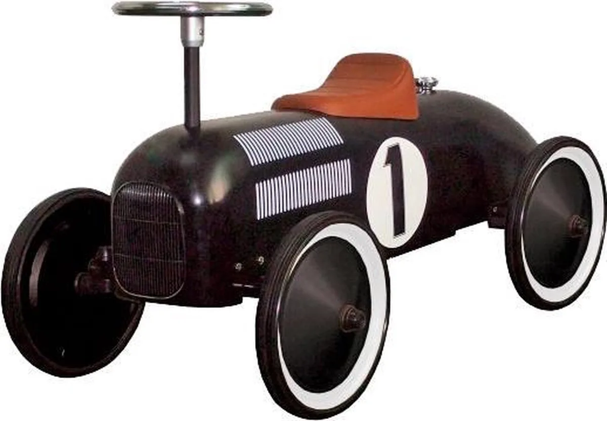 Loopauto - Nummer 1 Zwart - 73,5X35X40Cm - Metaal En Kunststof - 1 Jaar van Goki in Zwart – productfoto