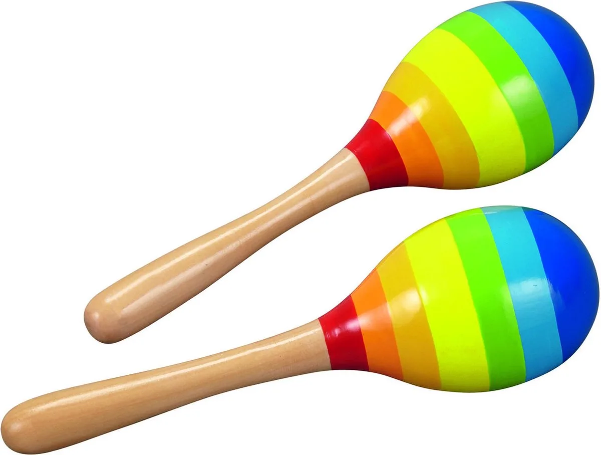 Maracas - Streepjes - L20Cm - Hout - 3 Jaar de Goki en Multicolore – photo du produit