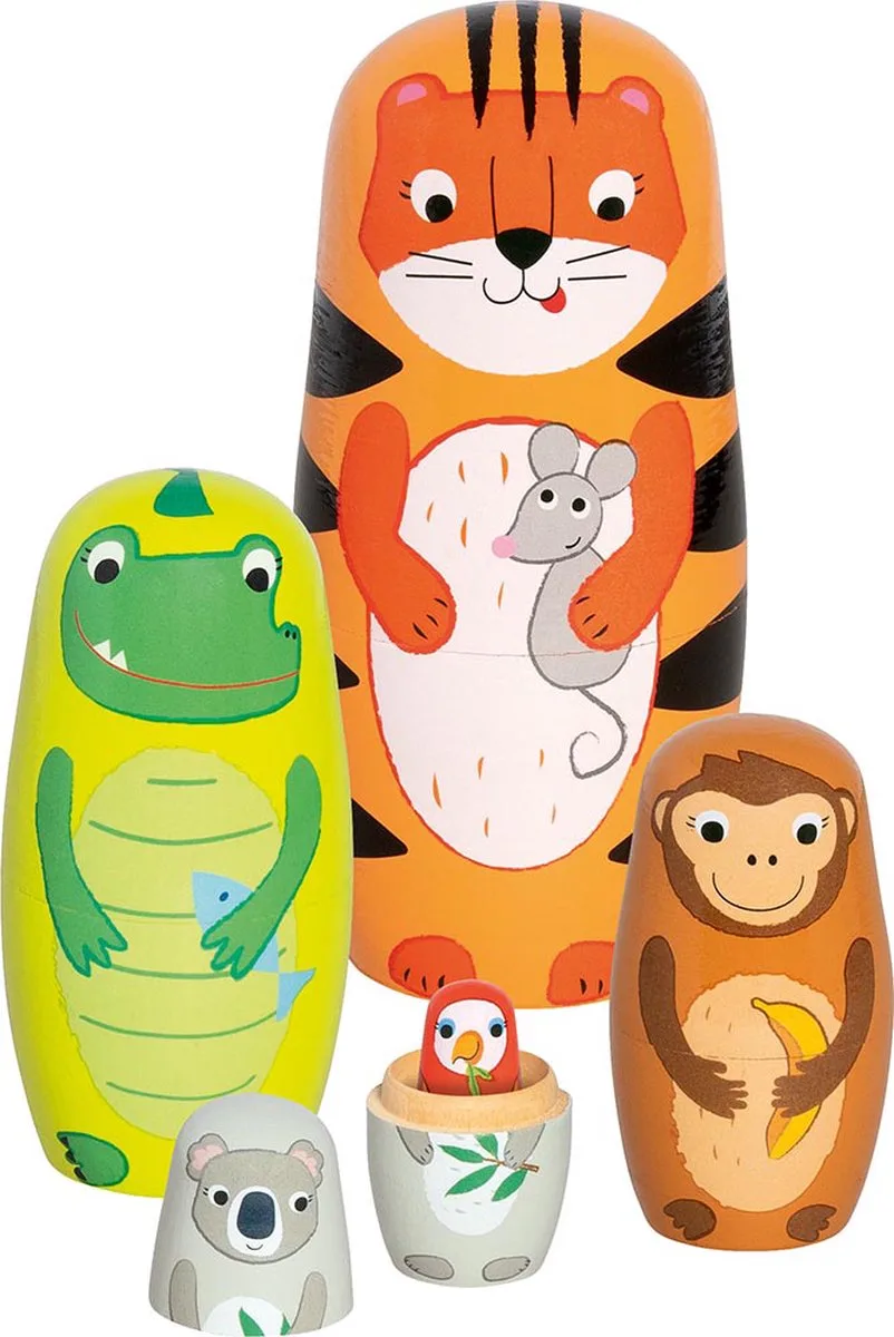 Matryoshka Poppen - Tavi En Vriendjes - 5 Delen - Hout - 3 Jaar by Goki in Multicolour – product photo
