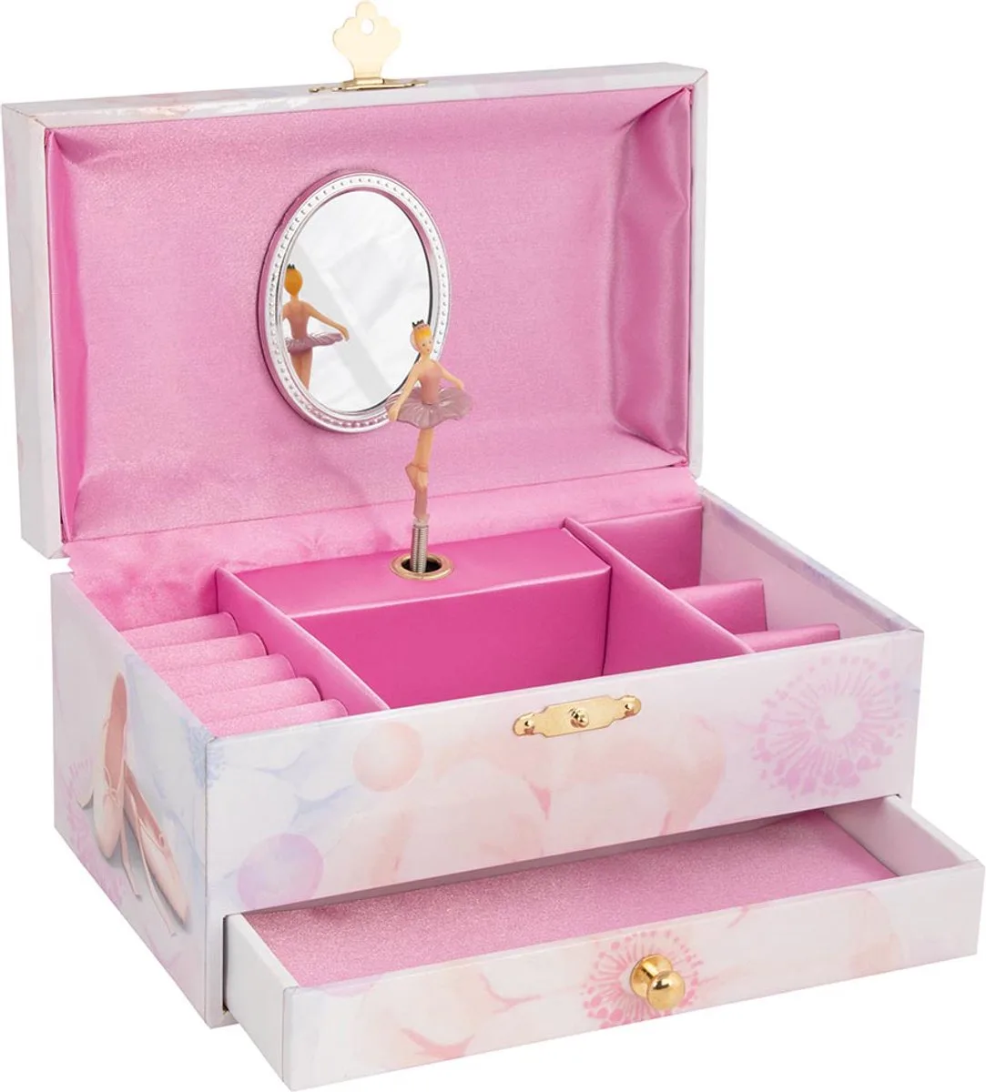 Aufbewahrungsbox Musikspieldose Ballerina mit Melodie "Schwanensee" von Goki in Rosa – Produktfoto