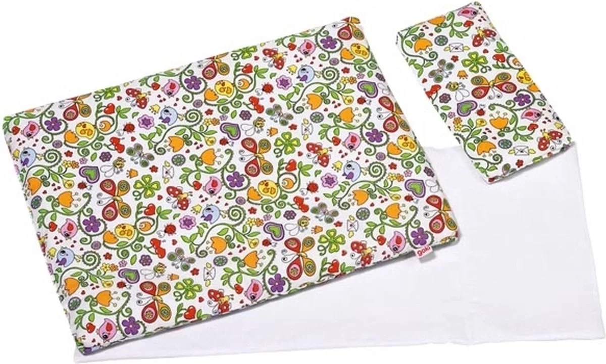 Poppenbed: BEDDENGOED LENTE, dekbed 41x31cm, hoofdkussen 22x de Goki en Multicolore – photo du produit