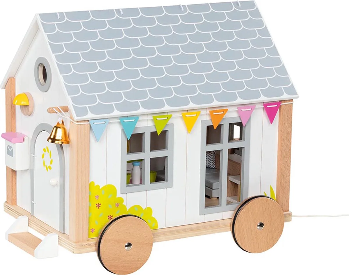 Poppenhuis - Tiny House Hygge - Hout En Tekstiel - 38X27X33Cm - 3 Jaar von Goki in Mehrfarbig – Produktfoto
