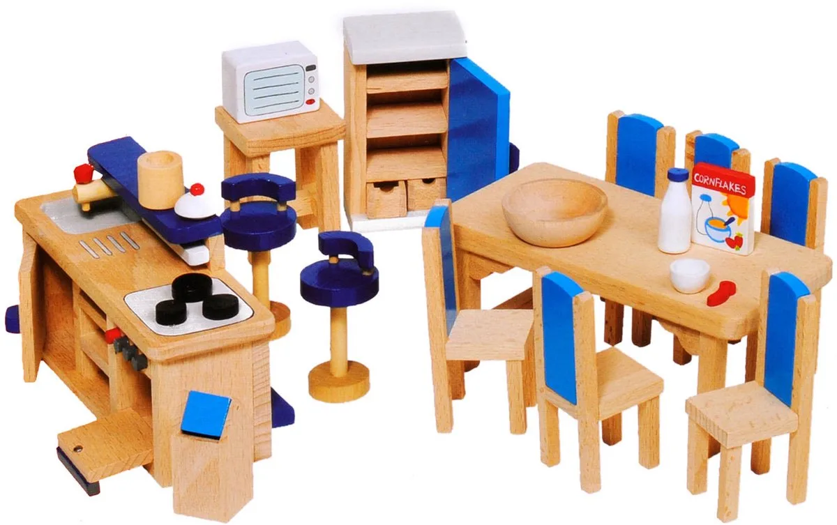 Dollhouse Furniture Kitchen von Goki in Blau – Produktfoto