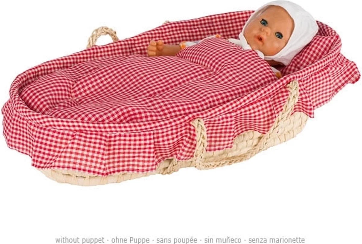 Poppenmandje Met Lakentjes van Goki in Rood – productfoto