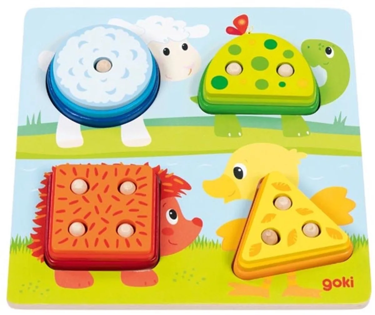 Sorteerbord - Dieren - Kleuren En Vormen - 21X21X2,6Cm - 1 Jaar von Goki in Mehrfarbig – Produktfoto