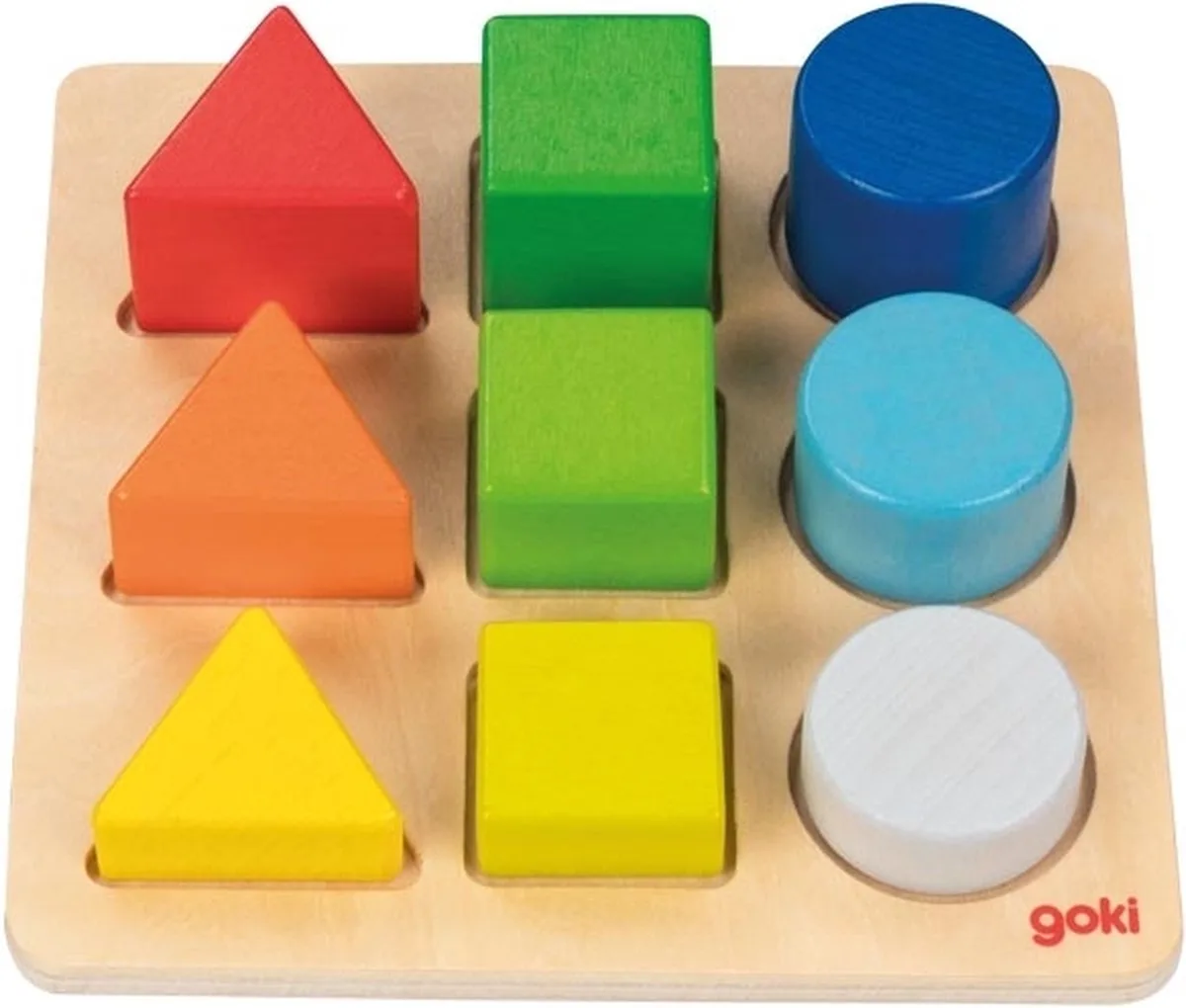 Sorteerbord - Kleuren En Vormen - 15X15X4Cm - 9 Vormen - Hout van Goki in Blauw – productfoto